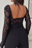 namcoverse Lace Long Sleeve Backless Crop Top