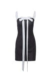 namcoverse Lace Straps Bow-tie Striped Cami Dress