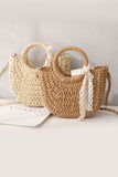 namcoverse Lace Bow Handmade Straw Bag