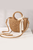 namcoverse Lace Bow Handmade Straw Bag