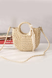 namcoverse Lace Bow Handmade Straw Bag