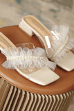 namcoverse Lace Pearl Square Toe Sandals