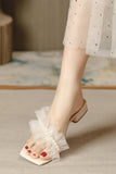 namcoverse Lace Pearl Square Toe Sandals