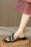 namcoverse Lace Pearl Square Toe Sandals