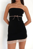 namcoverse Lacework Tie-up Strapless Mini Dress