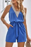 namcoverse Lacework V Neck Tie-waist Rompers