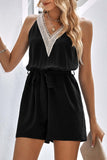 namcoverse Lacework V Neck Tie-waist Rompers