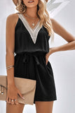 namcoverse Lacework V Neck Tie-waist Rompers