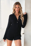 namcoverse Lapel Button-Front Knitted Rompers