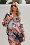 namcoverse Lapel Floral Print Two Piece Shirt Set