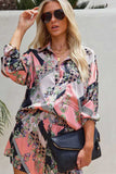 namcoverse Lapel Floral Print Two Piece Shirt Set