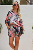 namcoverse Lapel Floral Print Two Piece Shirt Set