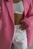 namcoverse Lapel Solid Fuzzy Cuff Suit