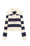 namcoverse Lapel Striped Patchwork Knitted Sweater