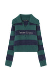 namcoverse Lapel Striped Patchwork Knitted Sweater