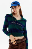 namcoverse Lapel Striped Patchwork Knitted Sweater