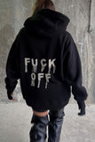 namcoverse Letter Hot Drilling Fringed Hoodie