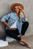 namcoverse Light Blue Distressed Washed Denim Jacket