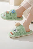 namcoverse Cute Bear Flower Slip-on Fuzzy Slippers