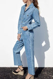 namcoverse Long Sleeve Pocketed High Waist Denim Jumpsuits