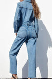 namcoverse Long Sleeve Pocketed High Waist Denim Jumpsuits