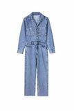 namcoverse Long Sleeve Pocketed High Waist Denim Jumpsuits