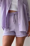 namcoverse Long Sleeve Solid Color Shirt Shorts Set