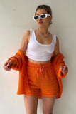 namcoverse Long Sleeve Solid Color Shirt Shorts Set
