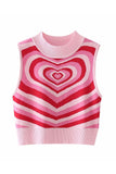 namcoverse Contrast Color Heart Printed Knitted Tank