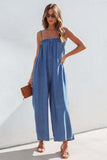 namcoverse Loose Smocked Wide Leg Jumpsuits