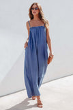 namcoverse Loose Smocked Wide Leg Jumpsuits