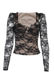 namcoverse Mesh Lace Square Neck Tops