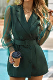 namcoverse Mesh Sleeves Double-breasted Belted Blazer Dress