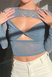 namcoverse Mesh Twisted Cut Out Crop Top