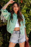 namcoverse Mint green Chain Tassel Denim Jacket