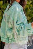 namcoverse Mint green Chain Tassel Denim Jacket