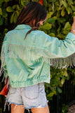 namcoverse Mint green Chain Tassel Denim Jacket