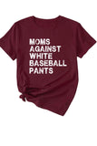 namcoverse Moms Against With Baseball Pants Print T-shirt