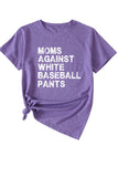 namcoverse Moms Against With Baseball Pants Print T-shirt