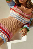 namcoverse Multi-color Contrast Hollow Out Knit Dress