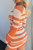 namcoverse Multi-color Contrast Hollow Out Knit Dress