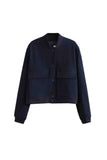 namcoverse Solid Color Pocket Stand Collar Jacket