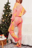 namcoverse Tie-Dye Long Sleeve Button Up  Long Pant Loungewear Set