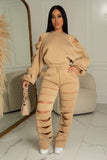 namcoverse Off-Shoulder Cut Out Sweatshirt Long Pants Suits