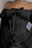 namcoverse Off Shoulder Lace-up Corset Ruched Dress