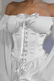 namcoverse Off Shoulder Lace-up Corset Ruched Dress