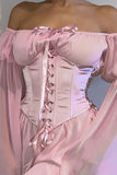 namcoverse Off Shoulder Lace-up Corset Ruched Dress