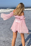 namcoverse Off Shoulder Lace-up Corset Ruched Dress