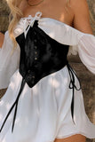 namcoverse Off Shoulder Lace-up Corset Ruched Dress