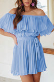 namcoverse Off Shoulder Pleated Tie-waist Rompers